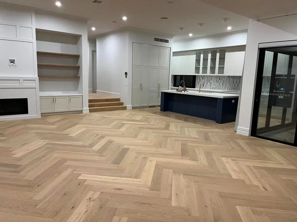 Best parquetry flooring Melbourne (2) Close-up of herringbone parquet flooring pattern, Melbourne